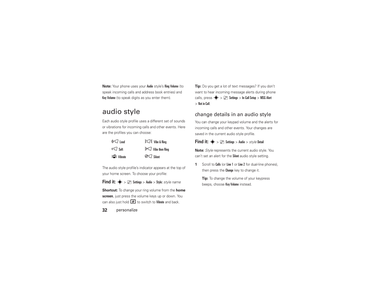Audio style, Change details in an audio style | AT&T MOTO Z9 User Manual | Page 34 / 248