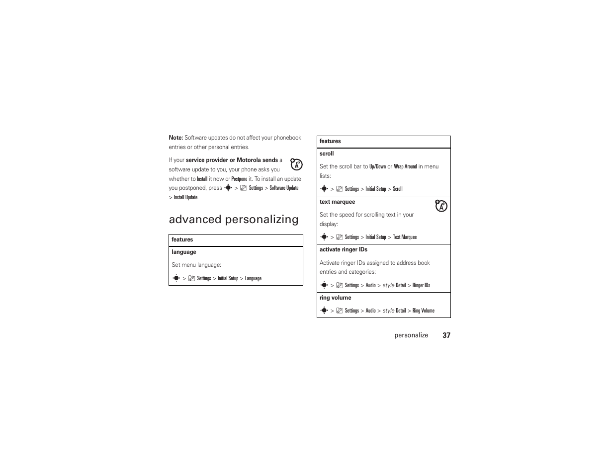 Advanced personalizing | AT&T MOTO Z9 User Manual | Page 39 / 248