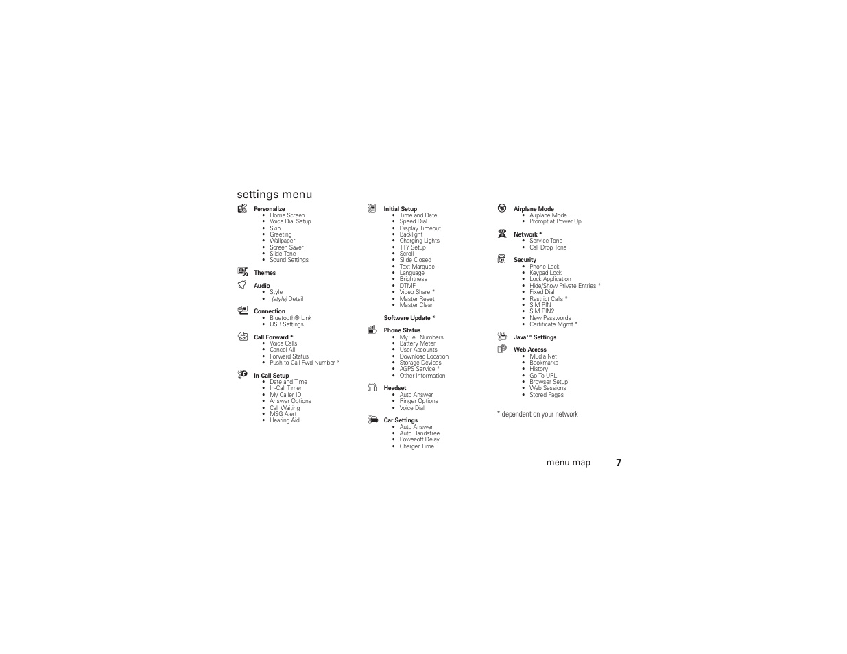 Settings menu | AT&T MOTO Z9 User Manual | Page 9 / 248