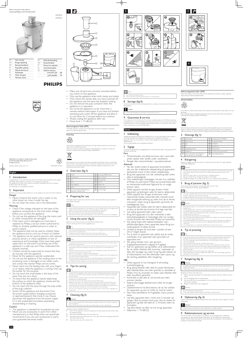Philips HR1823 User Manual | 6 pages