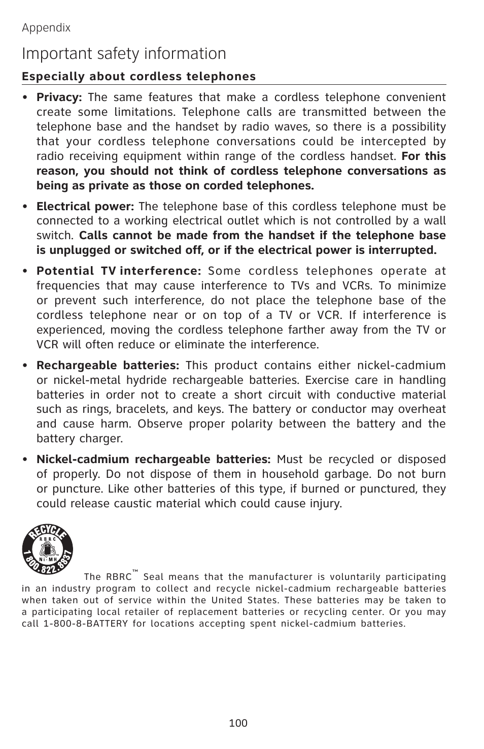 Important safety information | AT&T EP5632/EP5632-2 User Manual | Page 104 / 117