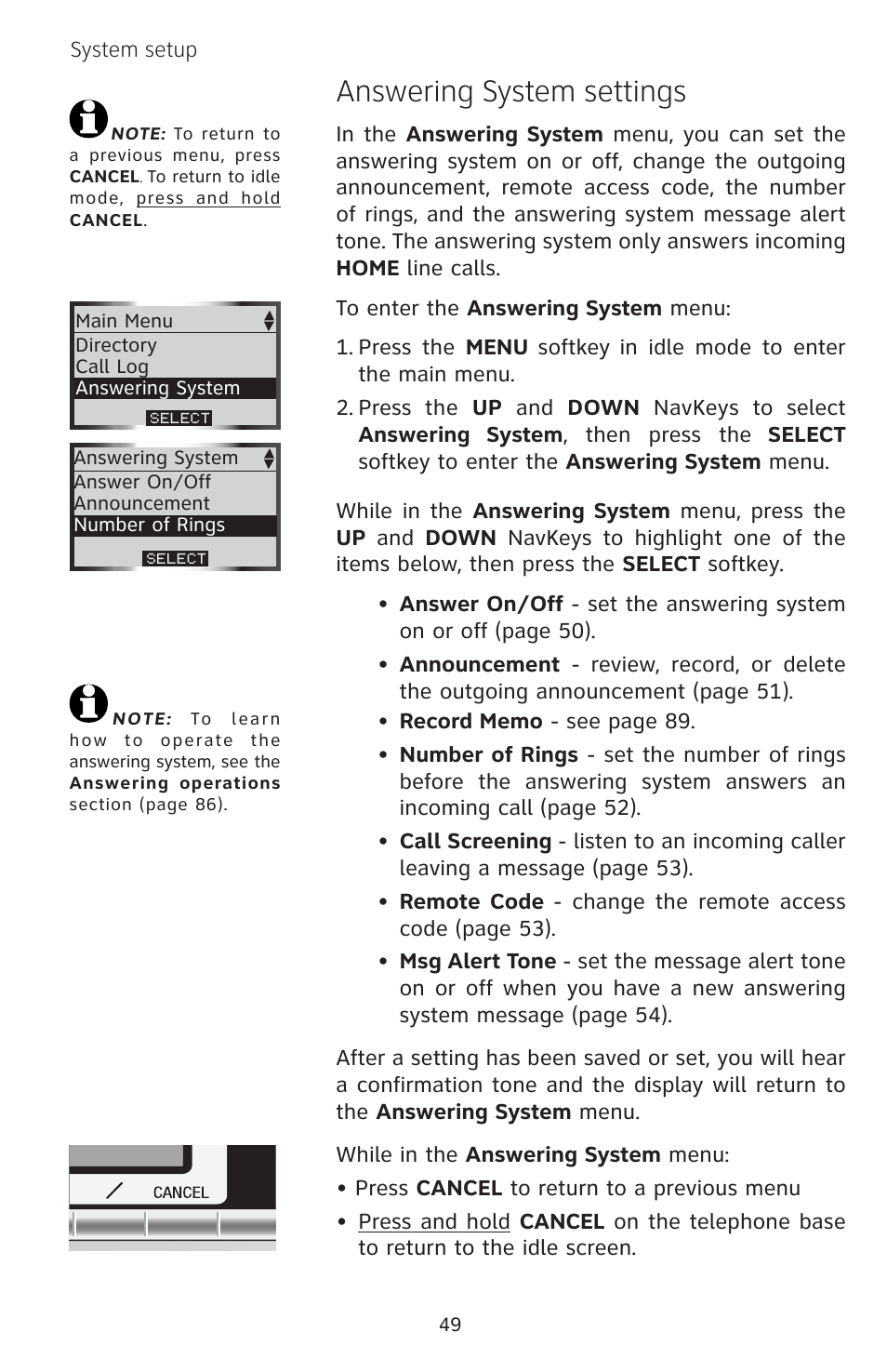 Answering system settings | AT&T EP5632/EP5632-2 User Manual | Page 53 / 117