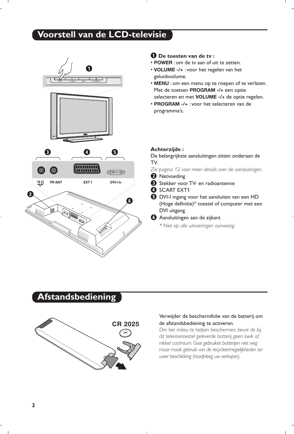 Voorstell van de lcd-televisie afstandsbediening | Philips Téléviseur à écran large User Manual | Page 18 / 172