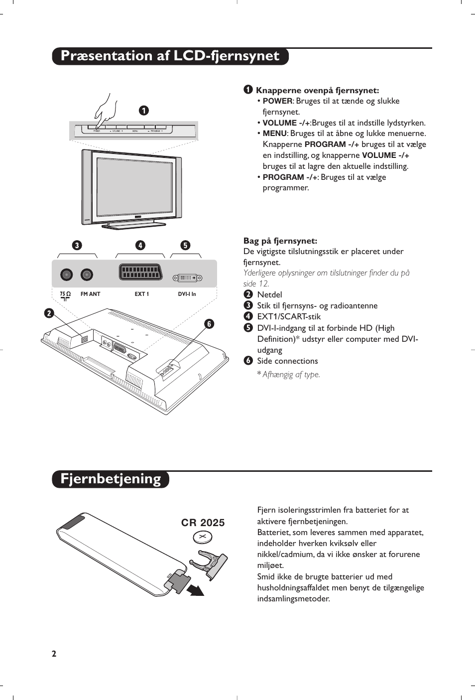 Præsentation af lcd-fjernsynet fjernbetjening | Philips Téléviseur à écran large User Manual | Page 88 / 172