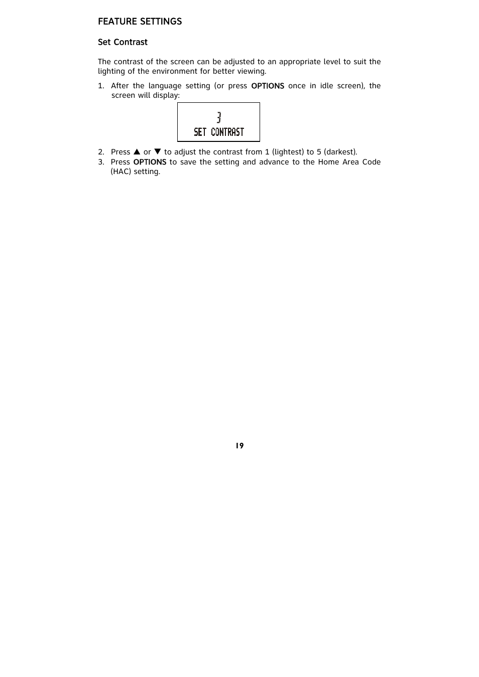 Feature settings | AT&T 265 User Manual | Page 21 / 36