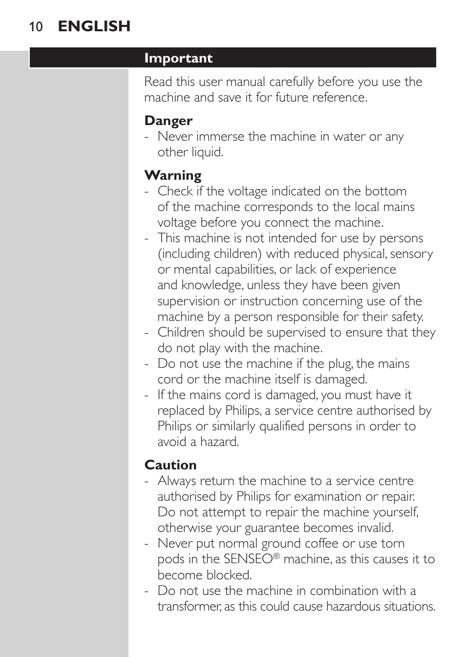 Philips SENSEO® Machine à café à dosettes User Manual | Page 10 / 122