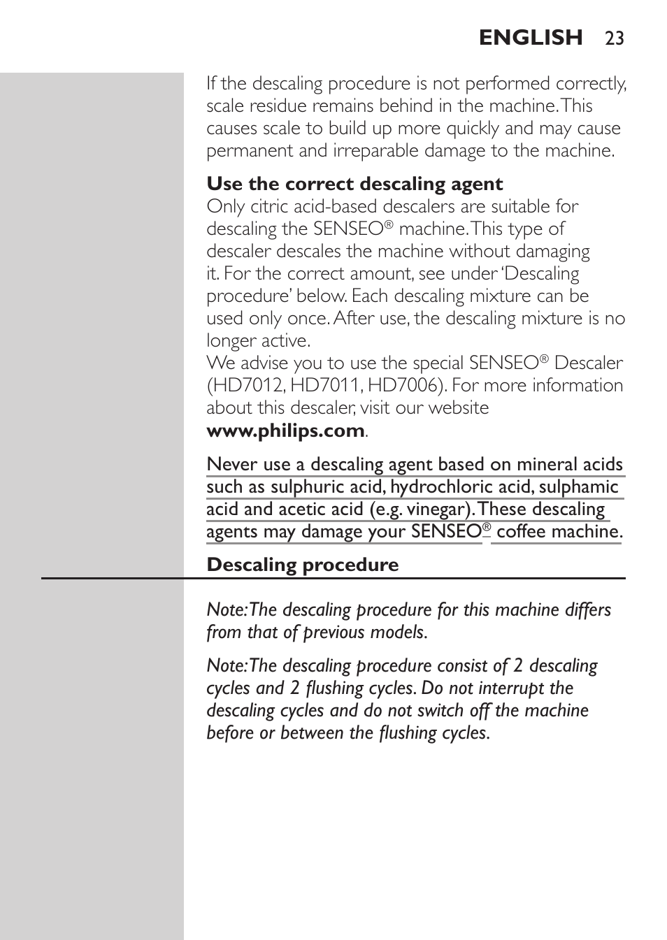 English | Philips SENSEO® Machine à café à dosettes User Manual | Page 23 / 122