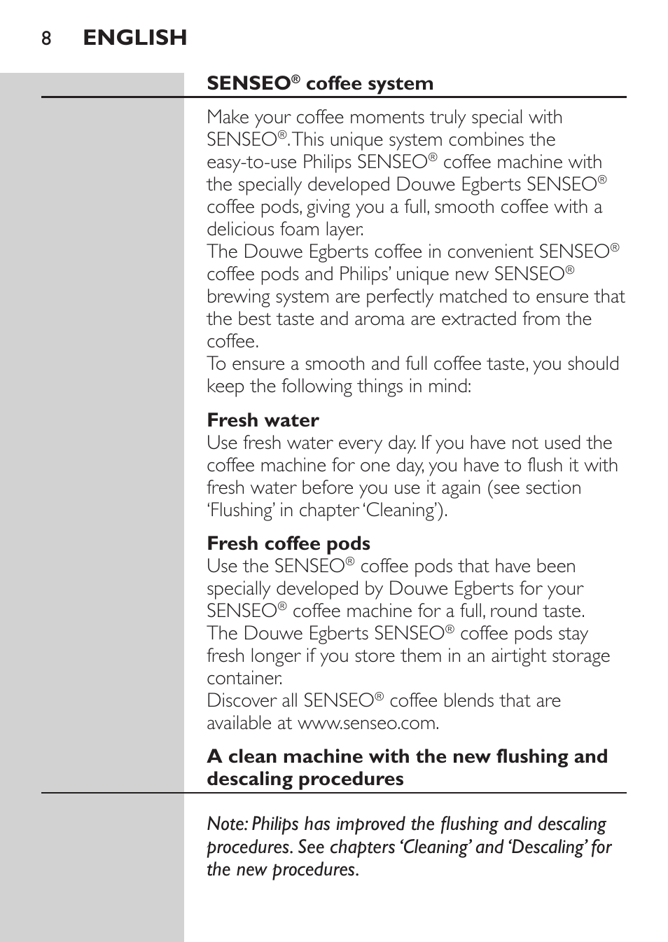 English | Philips SENSEO® Machine à café à dosettes User Manual | Page 8 / 122