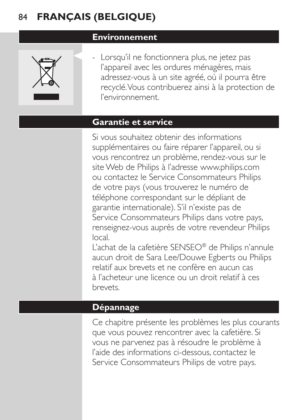 Philips SENSEO® Machine à café à dosettes User Manual | Page 84 / 122