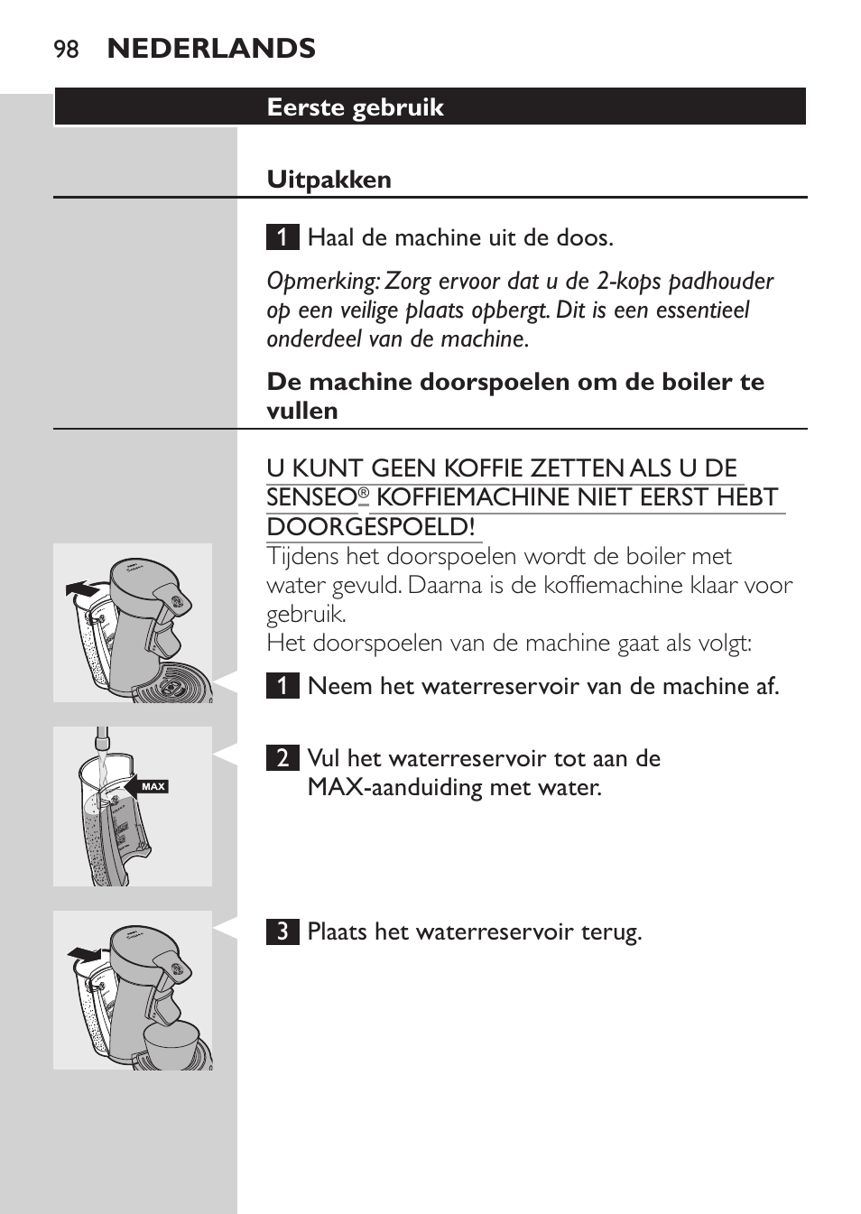 Philips SENSEO® Machine à café à dosettes User Manual | Page 98 / 122