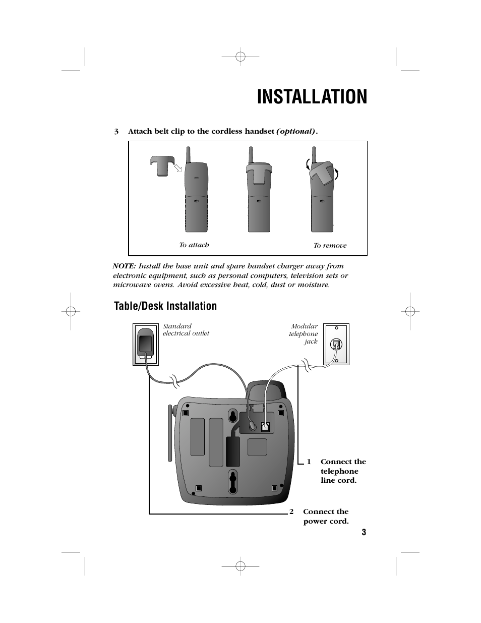 Installation, Table/desk installation | AT&T 1450 User Manual | Page 6 / 24