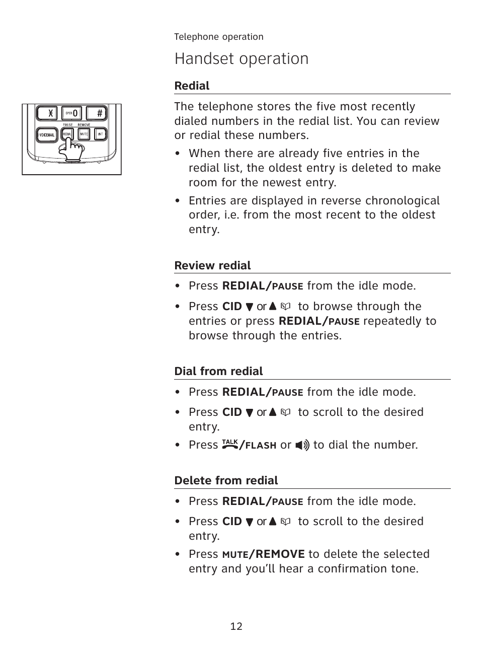 Handset operation | AT&T AT3111-2 User Manual | Page 16 / 61