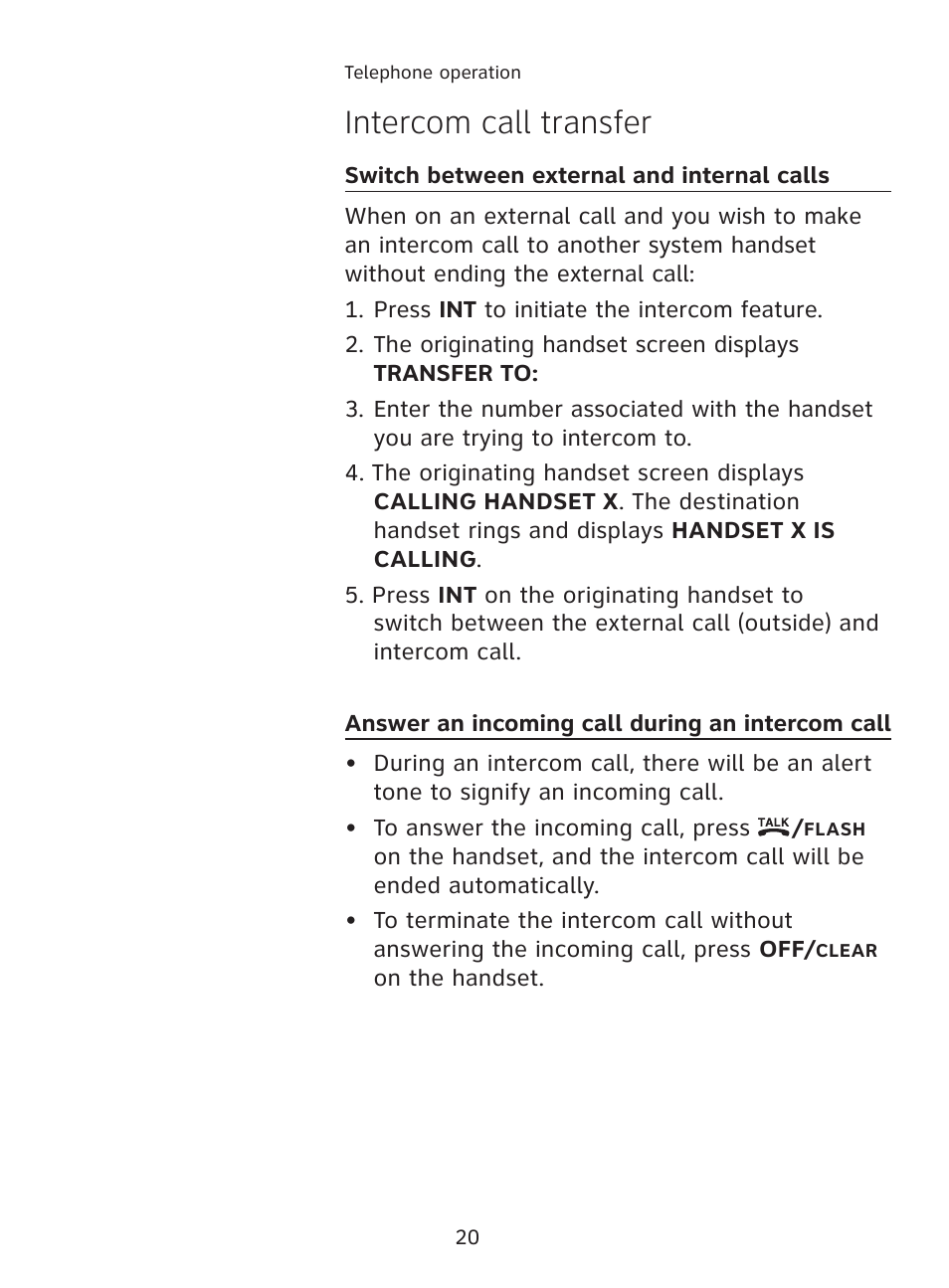 Intercom call transfer | AT&T AT3111-2 User Manual | Page 24 / 61