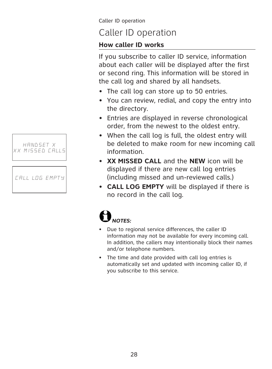 Caller id operation | AT&T AT3111-2 User Manual | Page 32 / 61