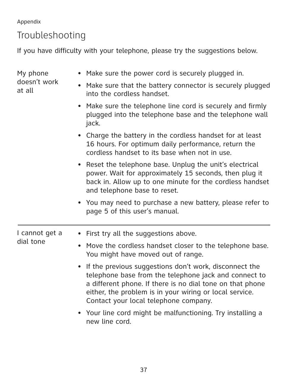 Troubleshooting | AT&T AT3111-2 User Manual | Page 41 / 61