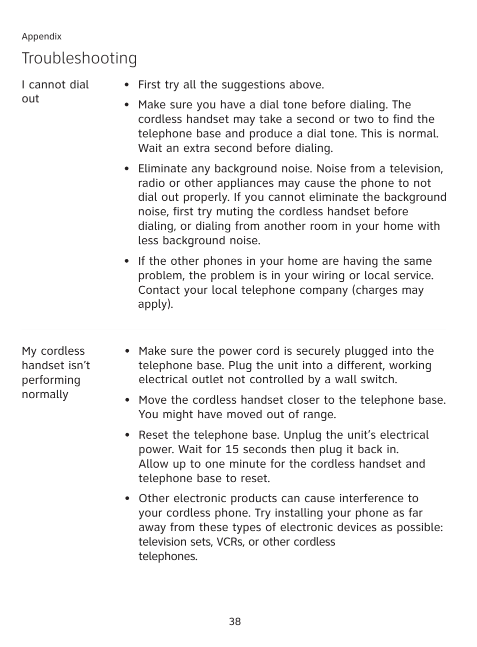 Troubleshooting | AT&T AT3111-2 User Manual | Page 42 / 61