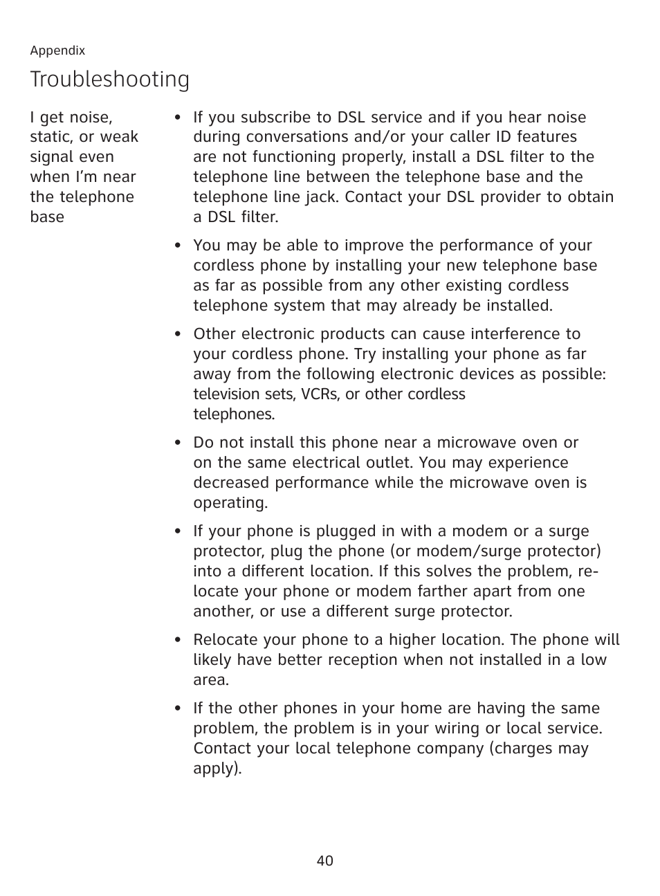 Troubleshooting | AT&T AT3111-2 User Manual | Page 44 / 61