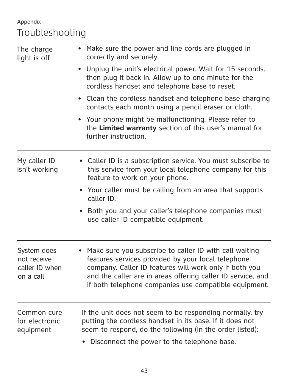 Troubleshooting | AT&T AT3111-2 User Manual | Page 47 / 61