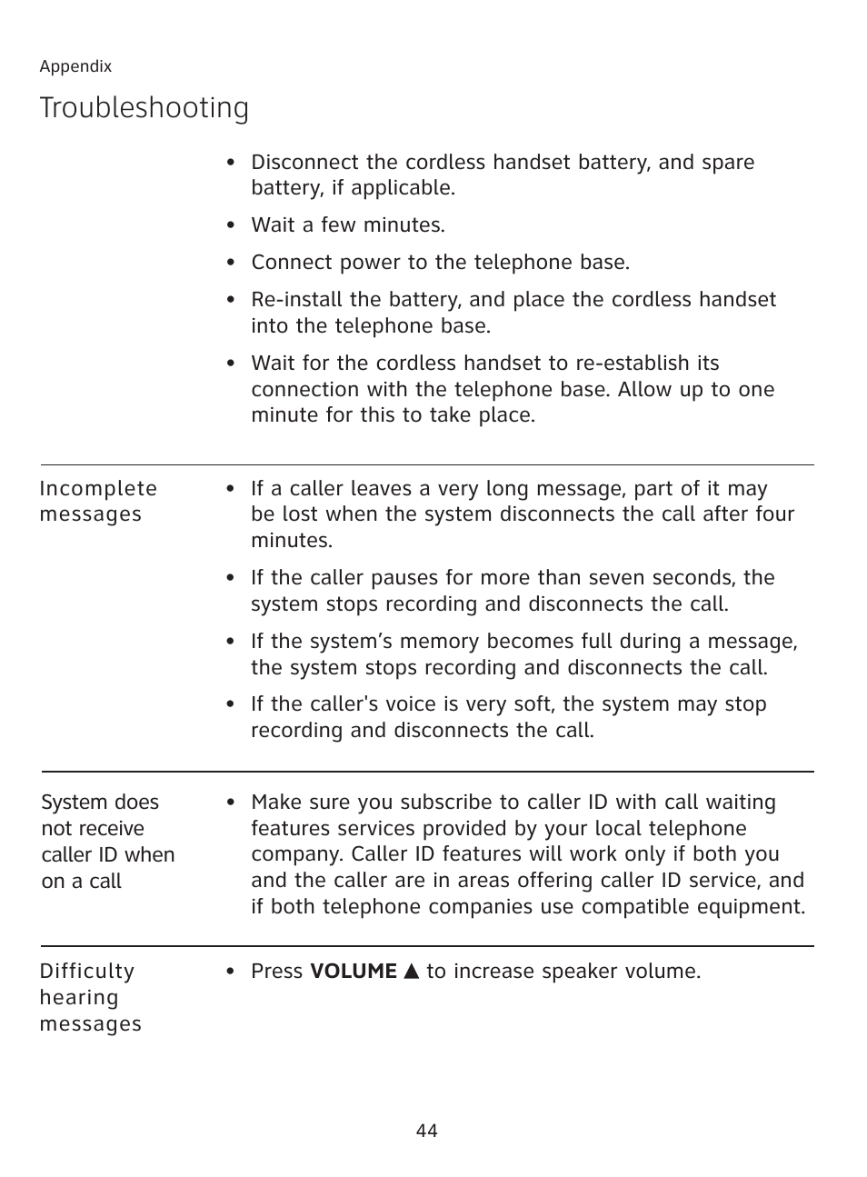 Troubleshooting | AT&T AT3111-2 User Manual | Page 48 / 61