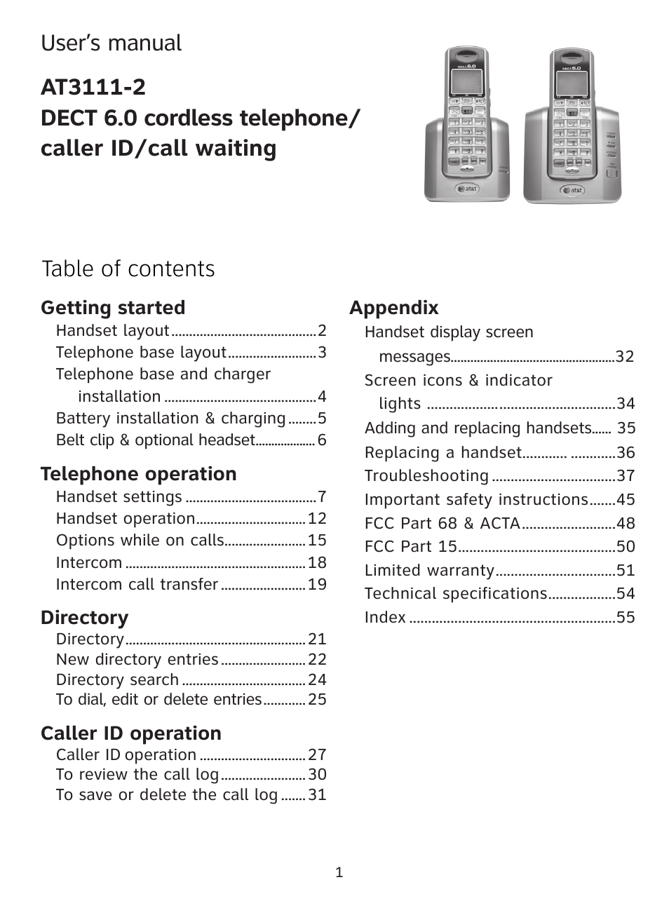 AT&T AT3111-2 User Manual | Page 5 / 61