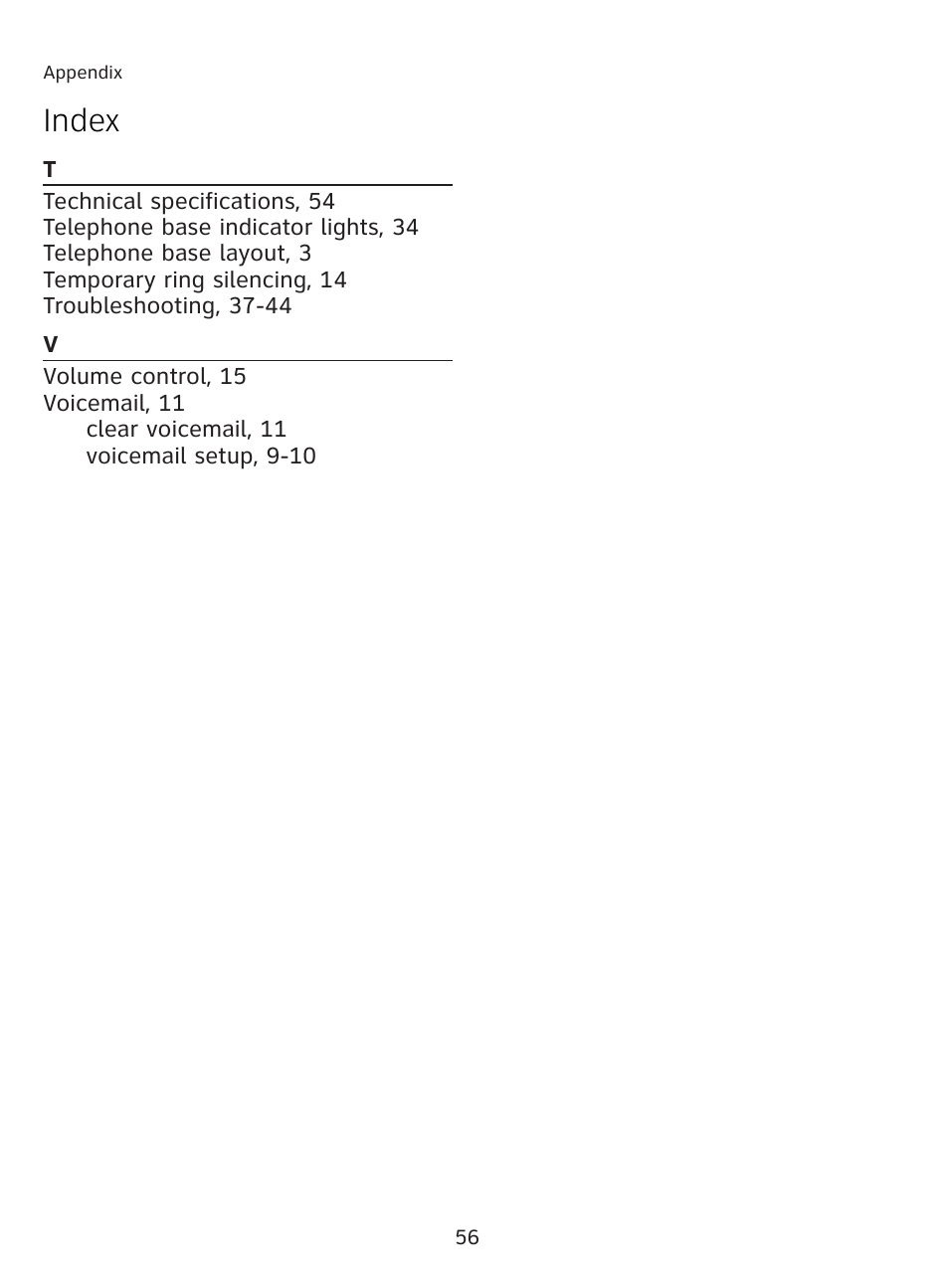 Index | AT&T AT3111-2 User Manual | Page 60 / 61