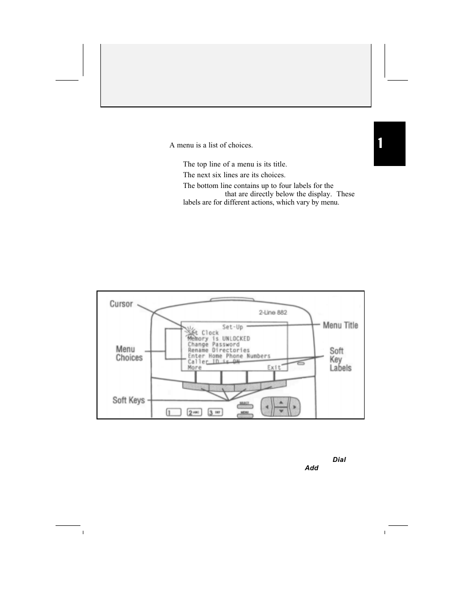 Using the menus, Menus | AT&T 882 User Manual | Page 13 / 54
