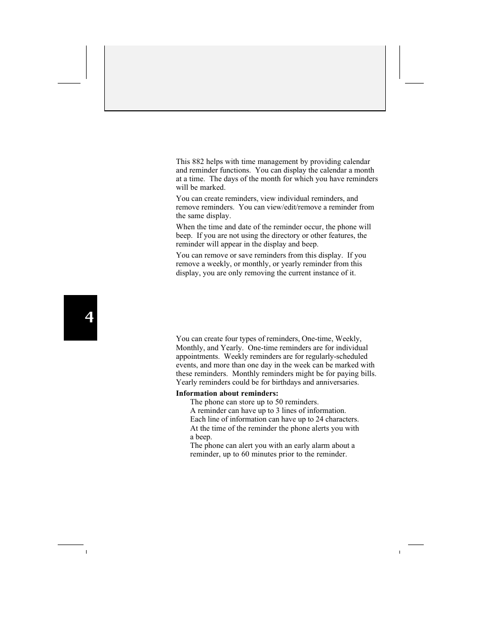 Calendar/reminder | AT&T 882 User Manual | Page 38 / 54
