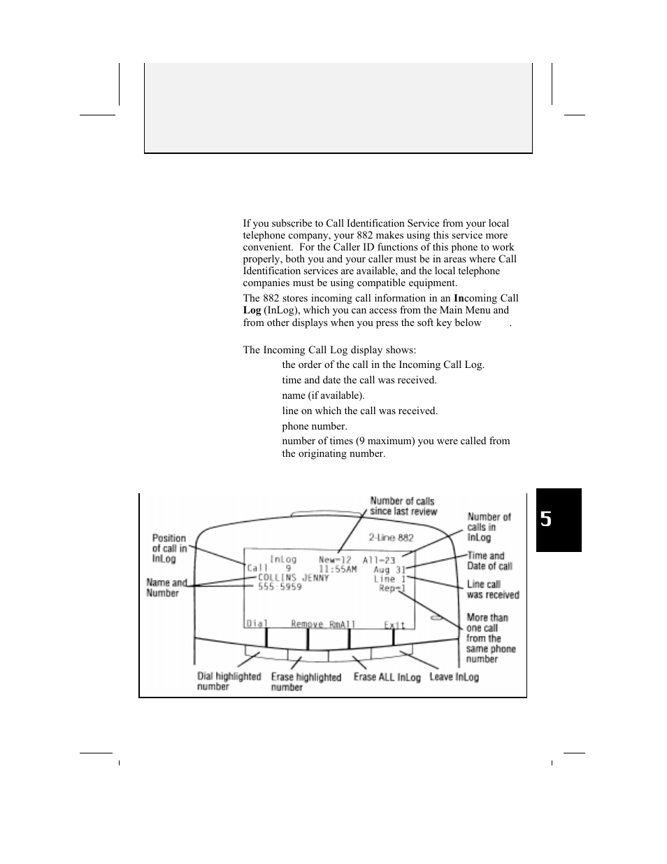 Call identification, Overview | AT&T 882 User Manual | Page 43 / 54