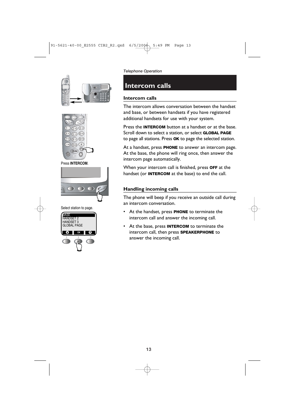 Intercom calls | AT&T E2555 User Manual | Page 15 / 46