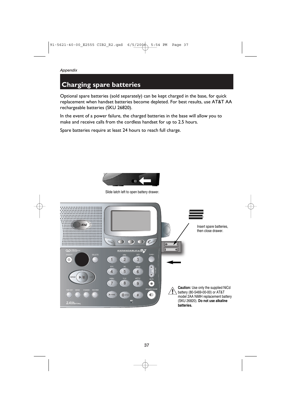 Charging spare batteries | AT&T E2555 User Manual | Page 39 / 46