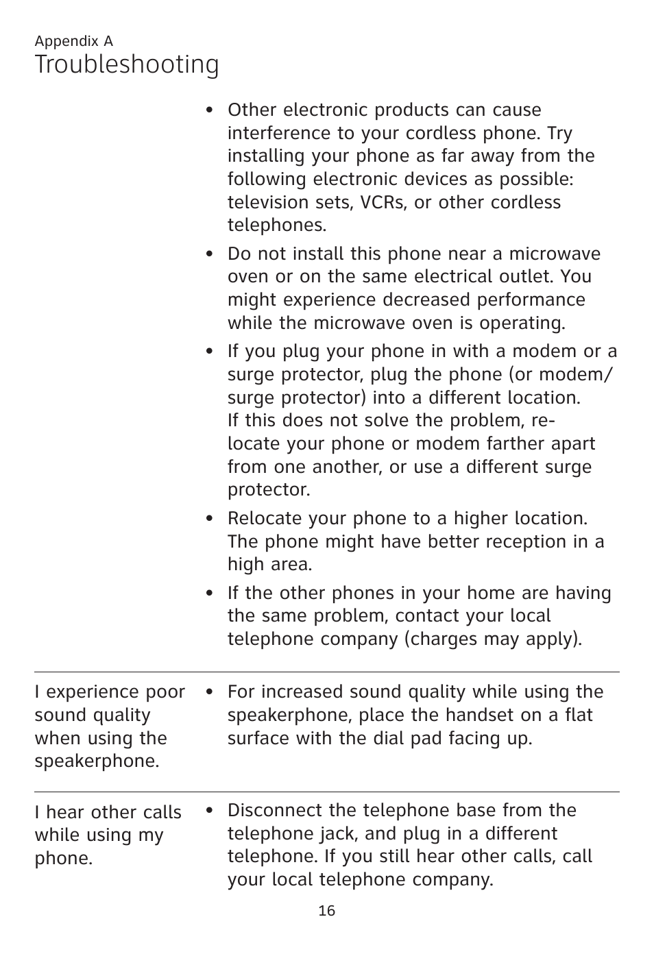 Troubleshooting | AT&T CL80109 User Manual | Page 20 / 36