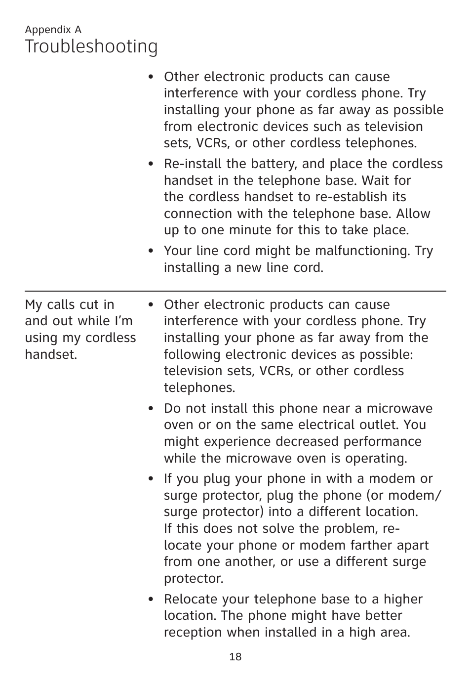 Troubleshooting | AT&T CL80109 User Manual | Page 22 / 36