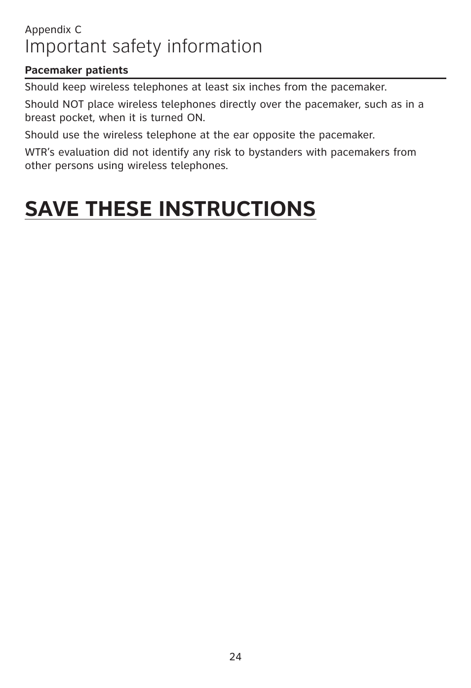 Save these instructions, Important safety information | AT&T CL80109 User Manual | Page 28 / 36