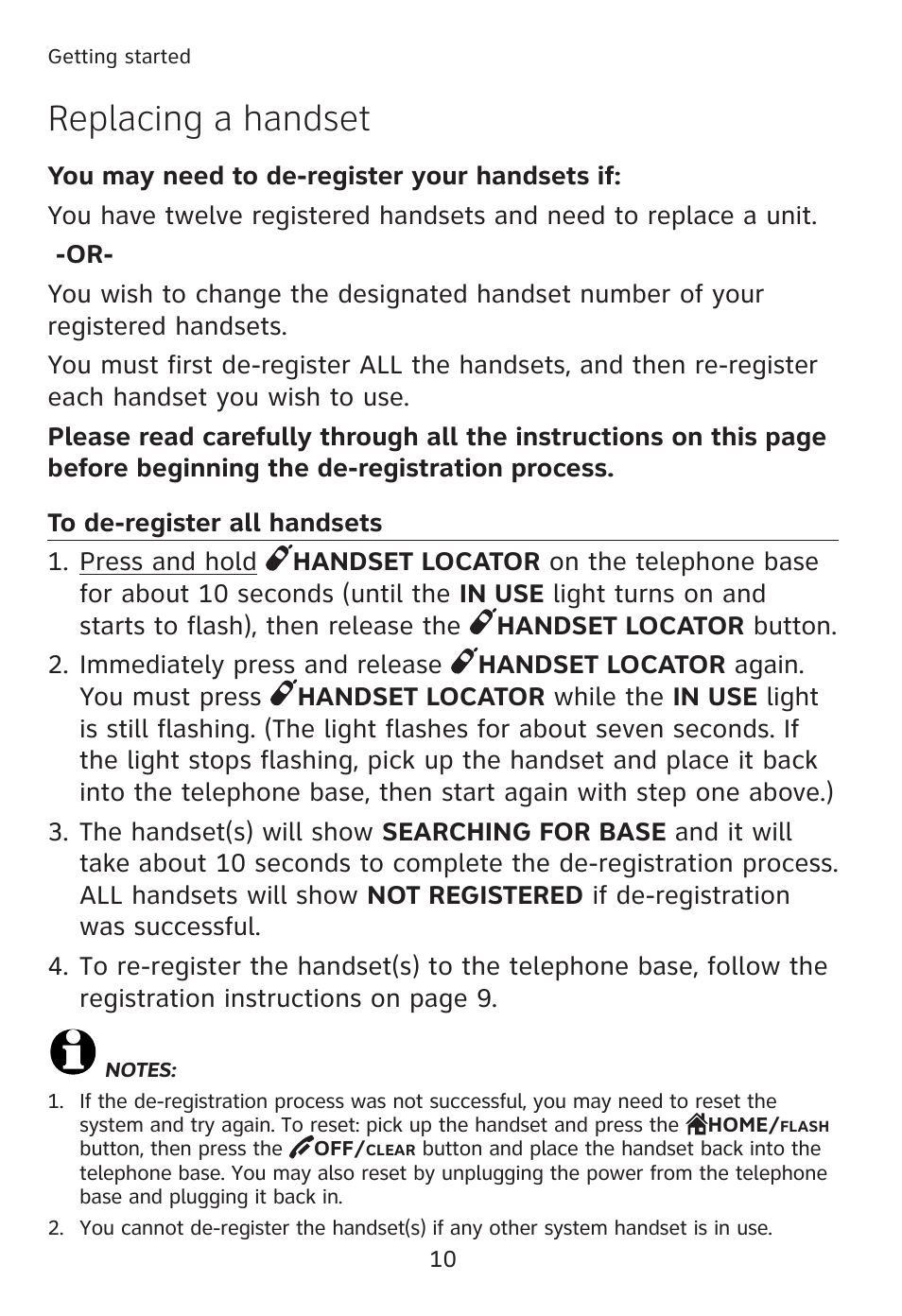 Replacing a handset | AT&T TL90078 User Manual | Page 14 / 41