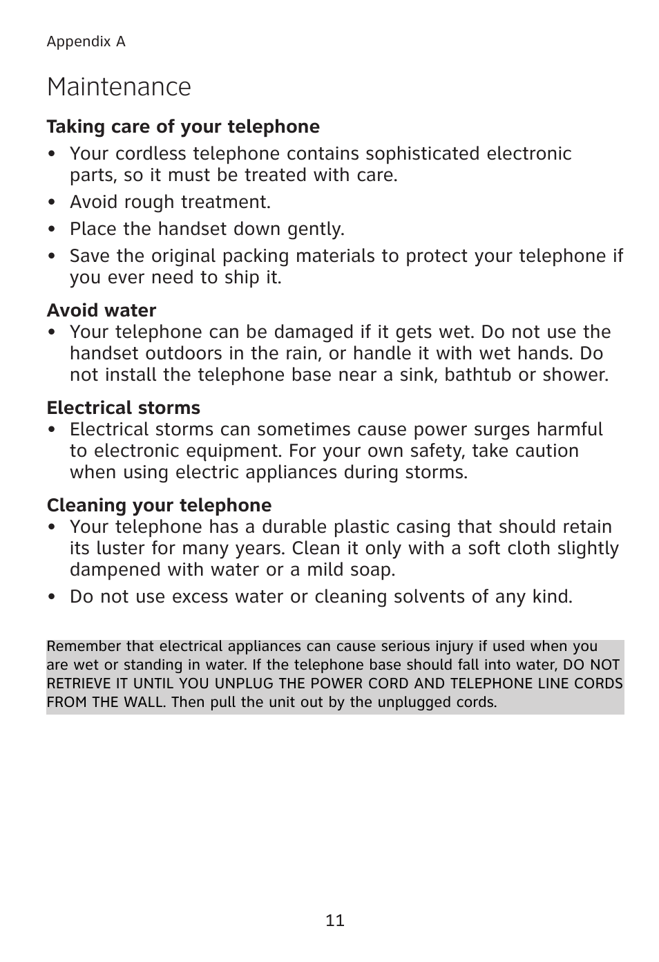 Maintenance | AT&T TL90078 User Manual | Page 15 / 41