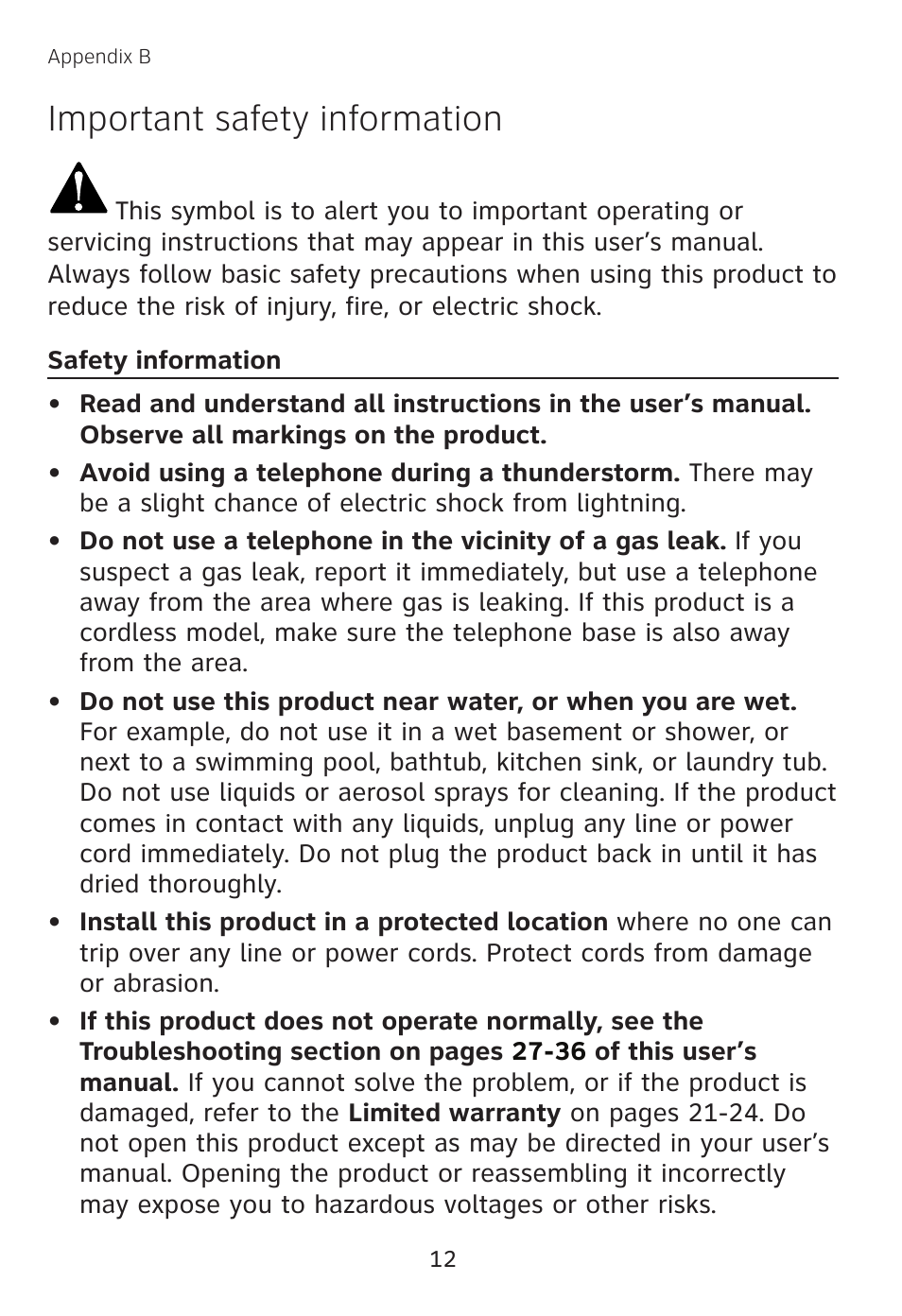 Important safety information | AT&T TL90078 User Manual | Page 16 / 41