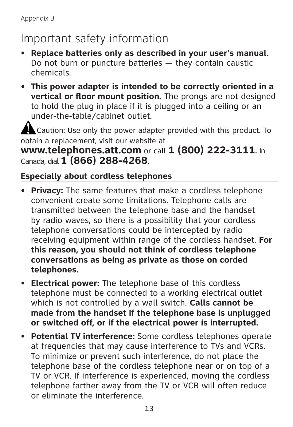Important safety information | AT&T TL90078 User Manual | Page 17 / 41
