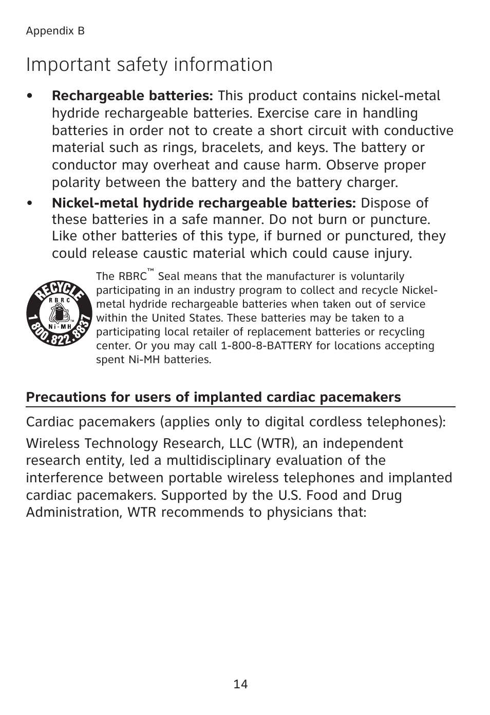 Important safety information | AT&T TL90078 User Manual | Page 18 / 41