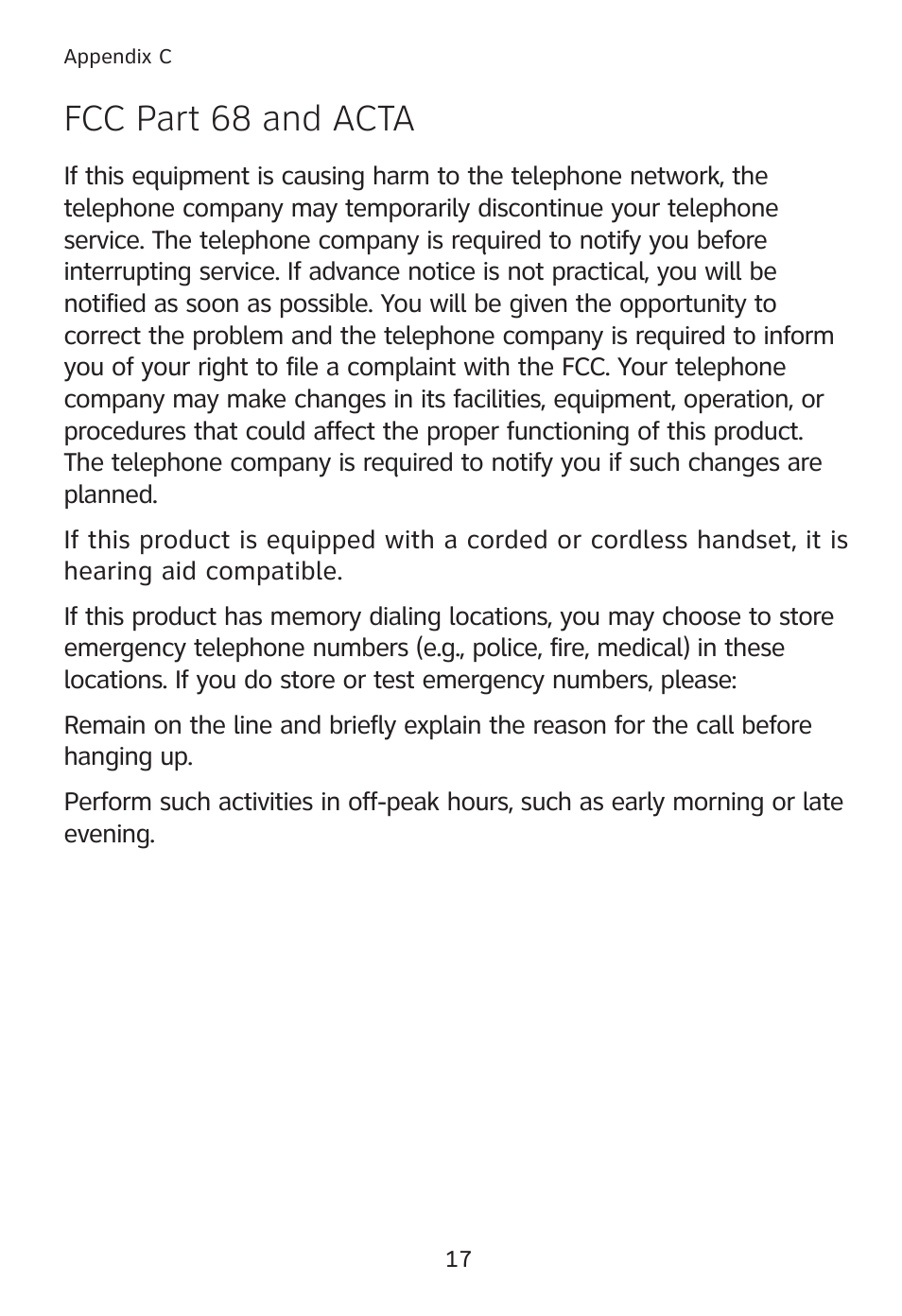 Fcc part 68 and acta | AT&T TL90078 User Manual | Page 21 / 41