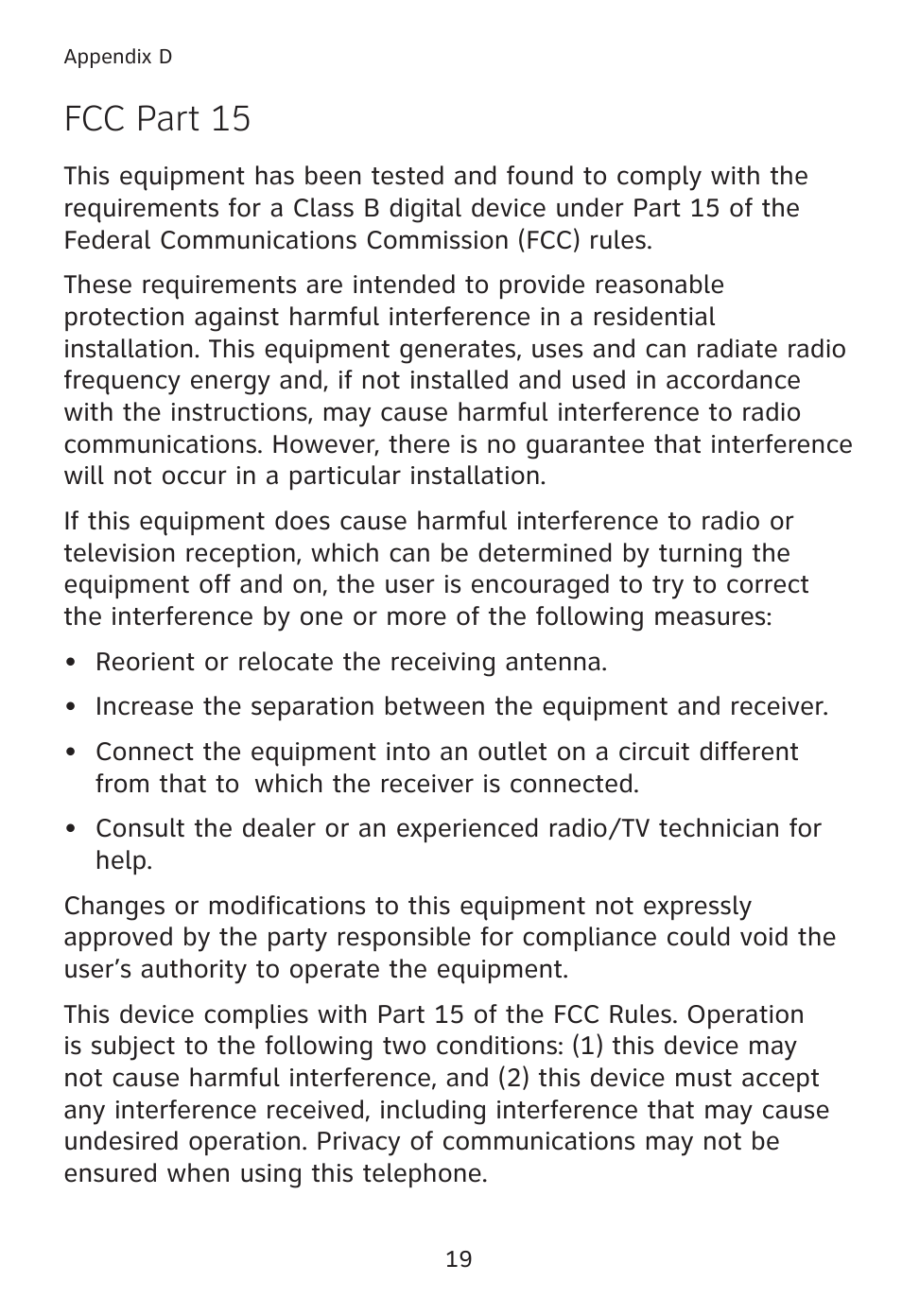 Fcc part 15 | AT&T TL90078 User Manual | Page 23 / 41