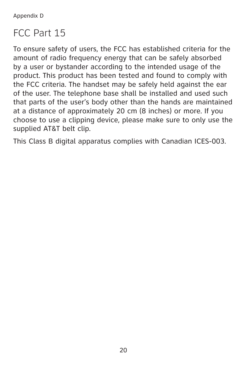 Fcc part 15 | AT&T TL90078 User Manual | Page 24 / 41