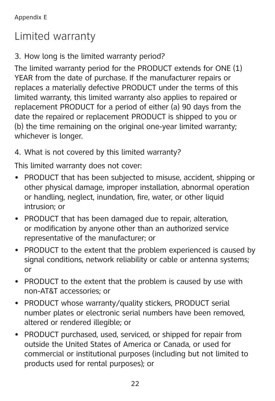 Limited warranty | AT&T TL90078 User Manual | Page 26 / 41