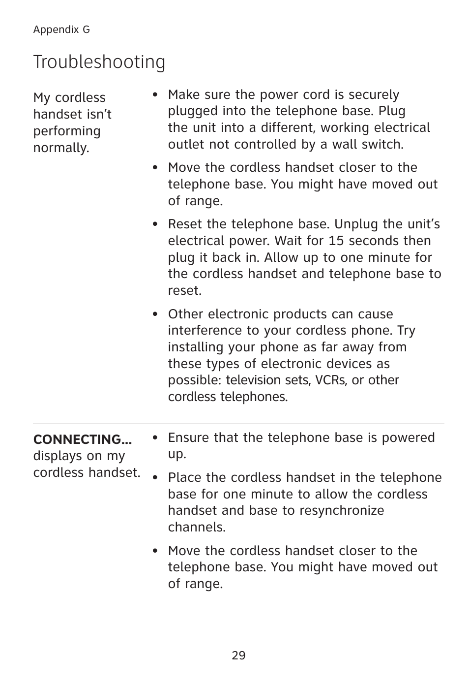 Troubleshooting | AT&T TL90078 User Manual | Page 33 / 41