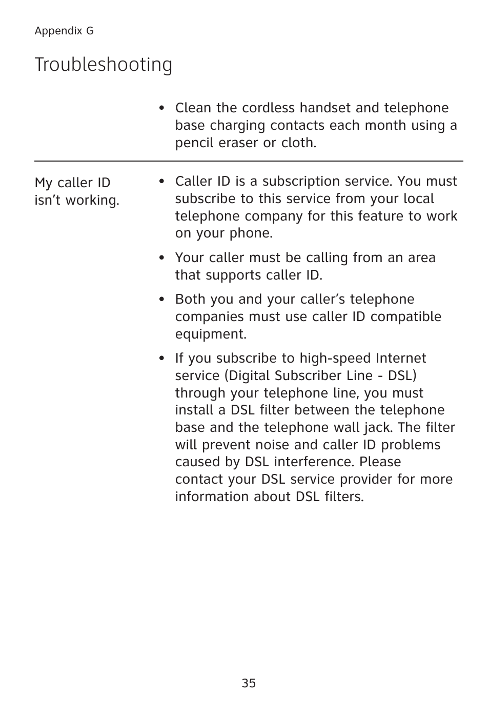 Troubleshooting | AT&T TL90078 User Manual | Page 39 / 41