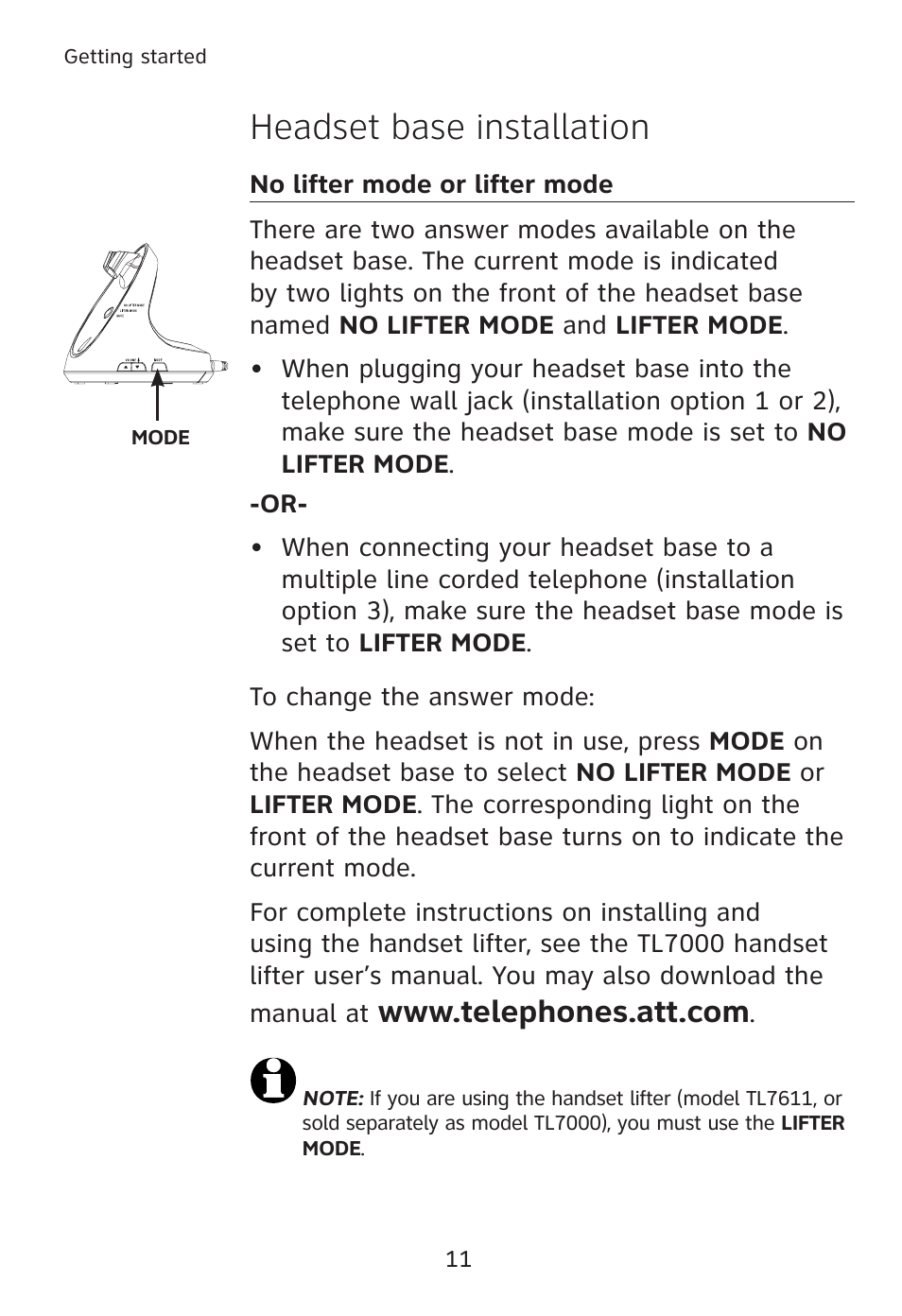 Headset base installation | AT&T TL7610 User Manual | Page 17 / 72