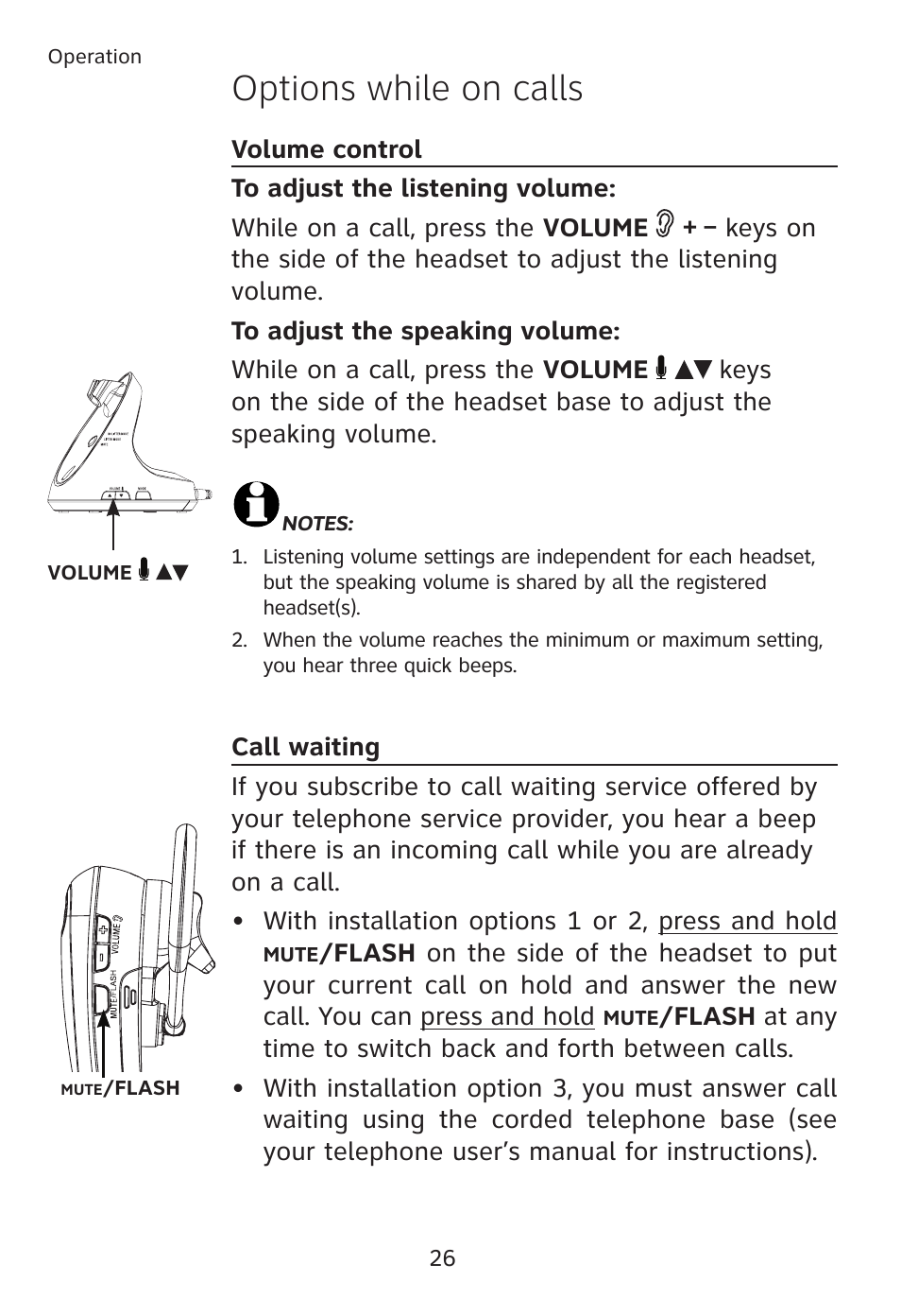 Options while on calls | AT&T TL7610 User Manual | Page 32 / 72