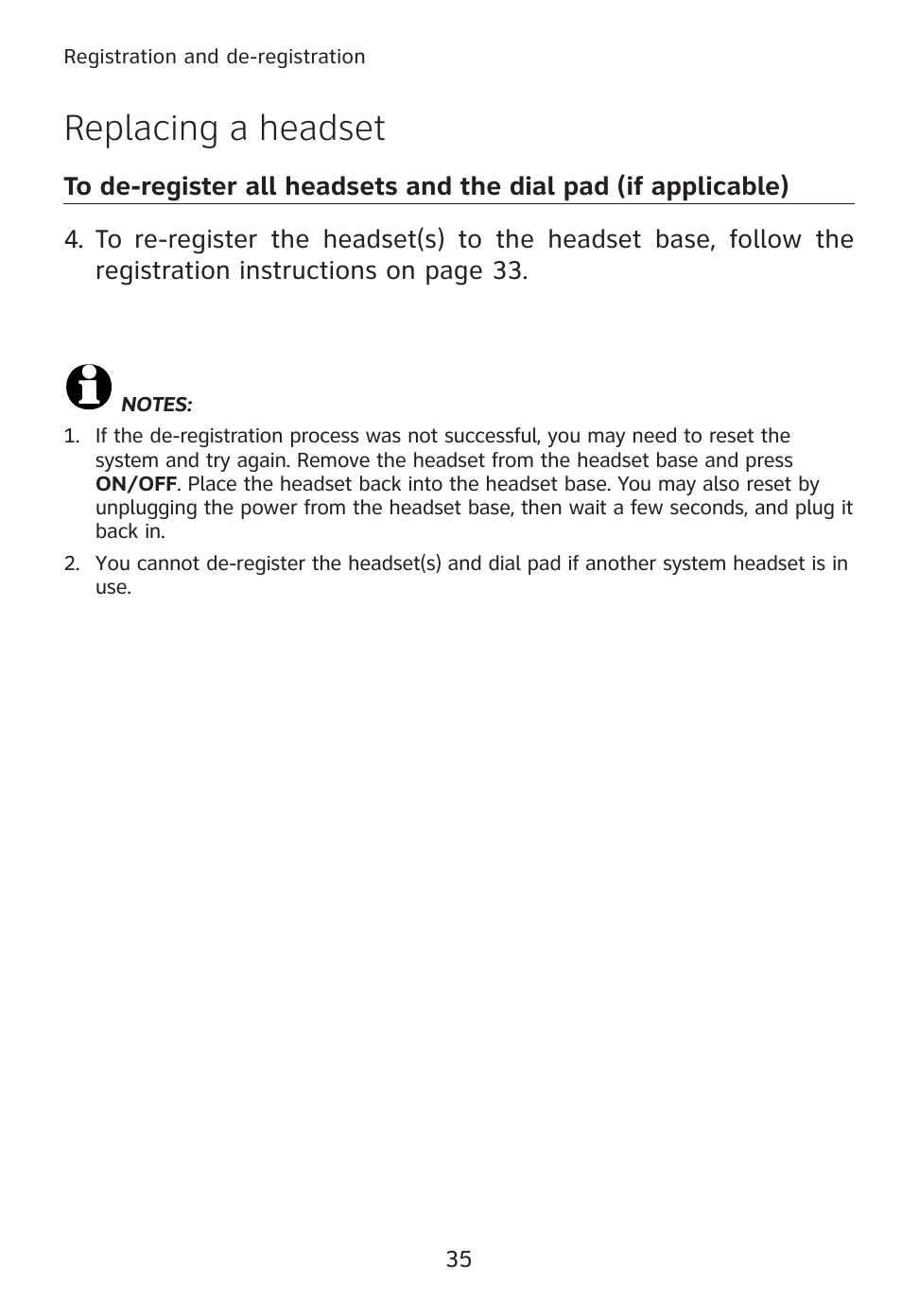 Replacing a headset | AT&T TL7610 User Manual | Page 41 / 72