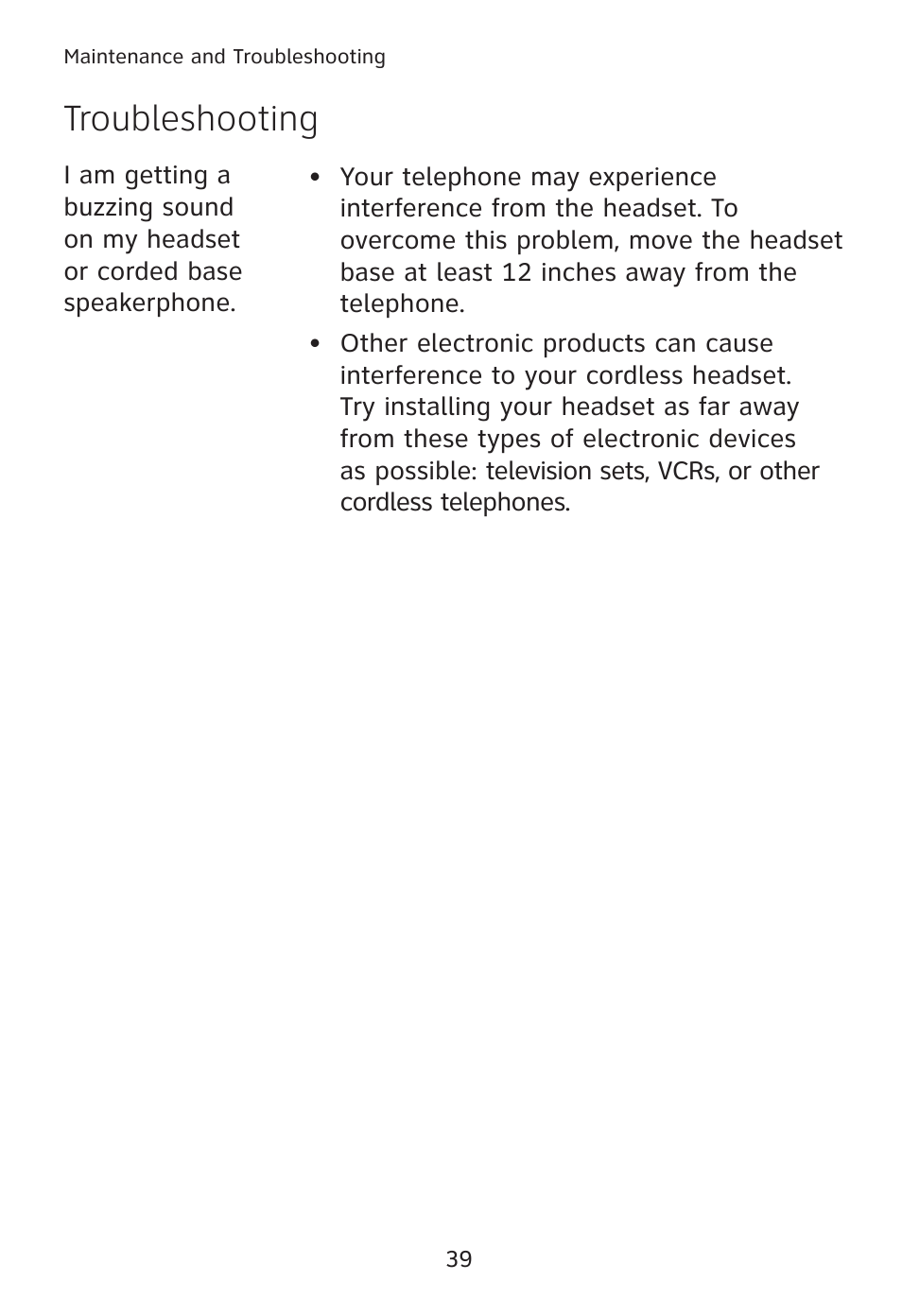 Troubleshooting | AT&T TL7610 User Manual | Page 45 / 72