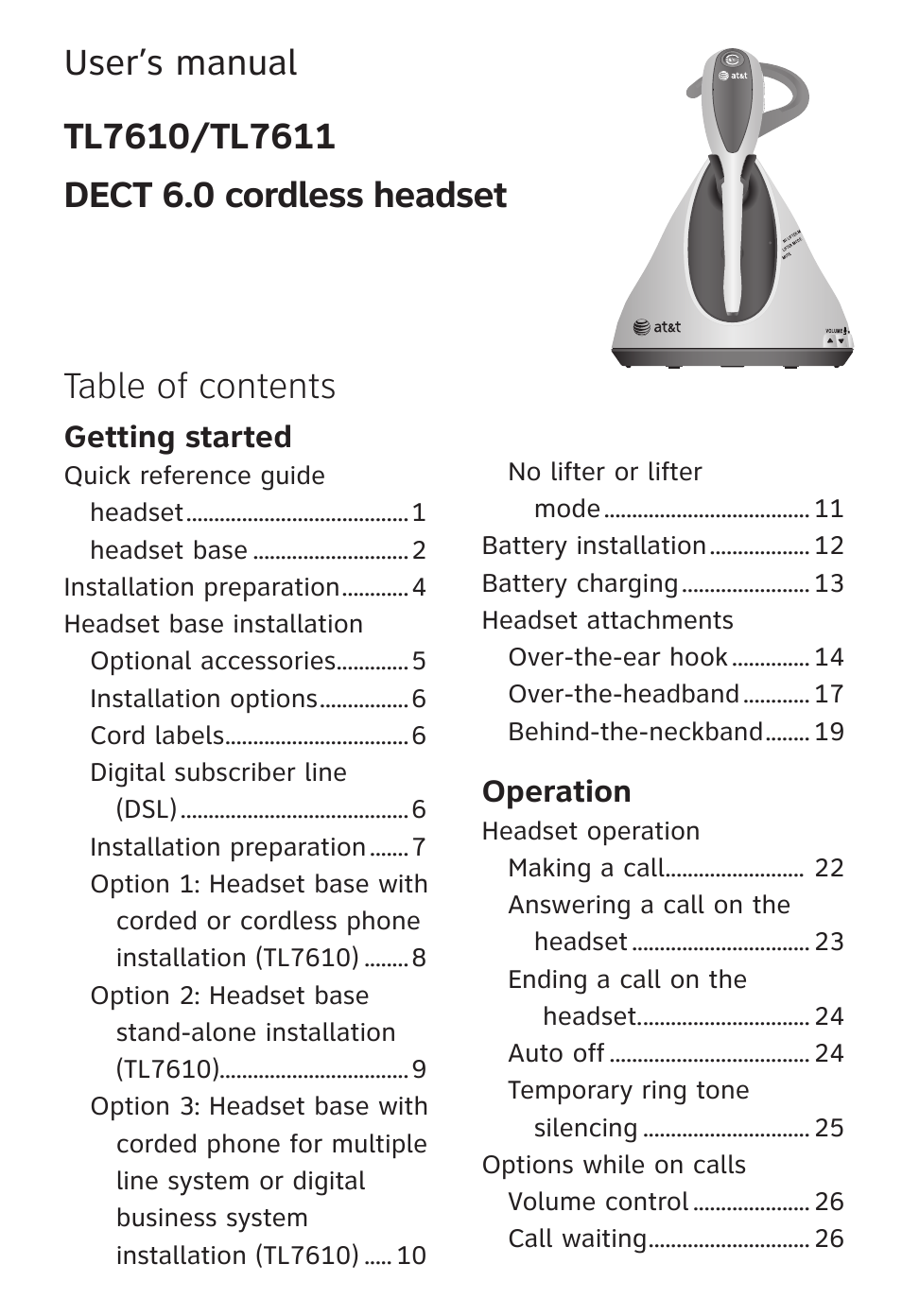 AT&T TL7610 User Manual | Page 5 / 72