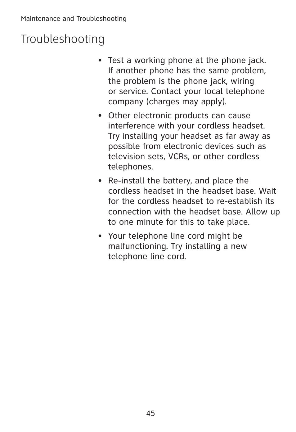 Troubleshooting | AT&T TL7610 User Manual | Page 51 / 72